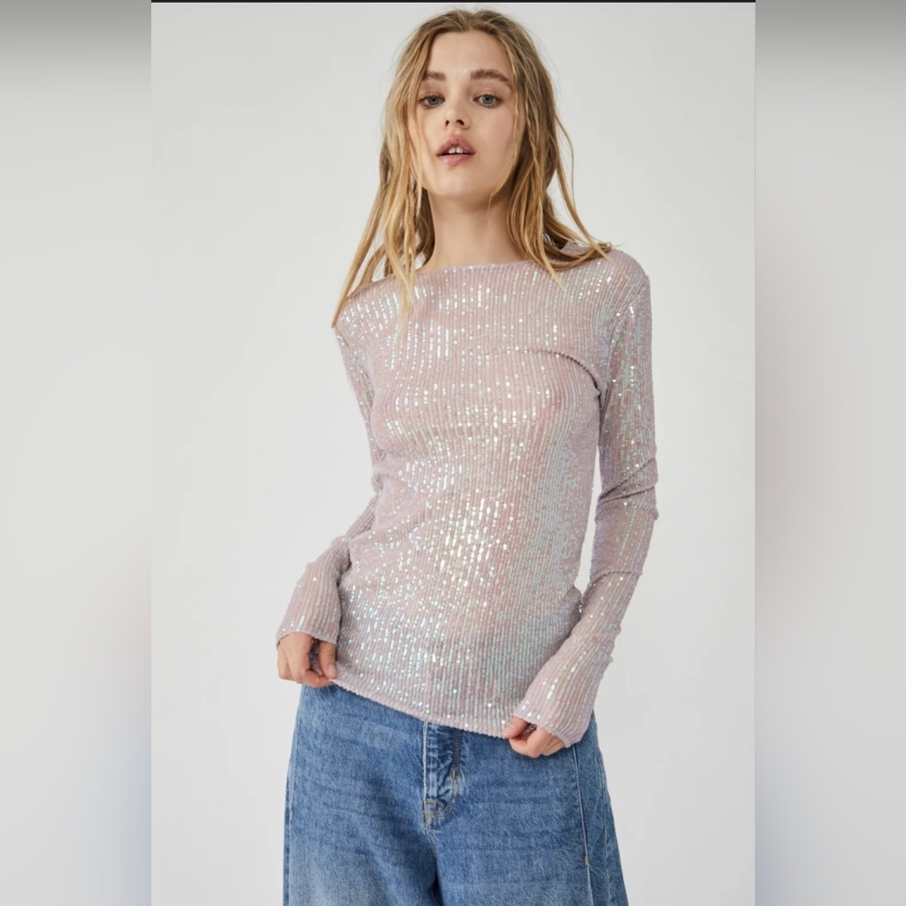 Free People Gold Rush Sequin Top - Picture 4 of 9